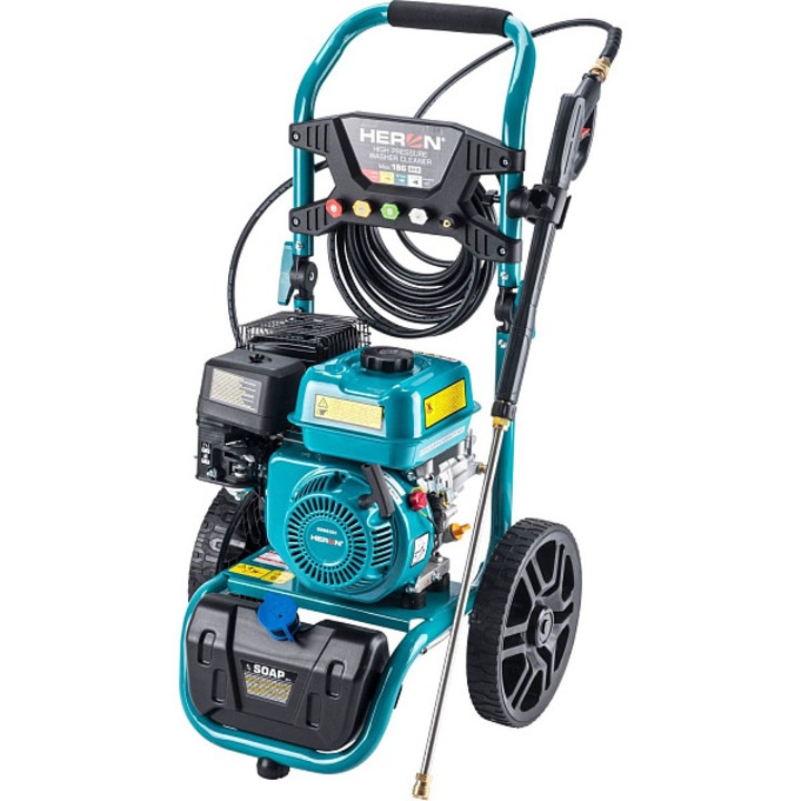 Spalator cu presiune HERON 186bar, motor pe benzina, samponator incorporat, turcoaz, 1 buc