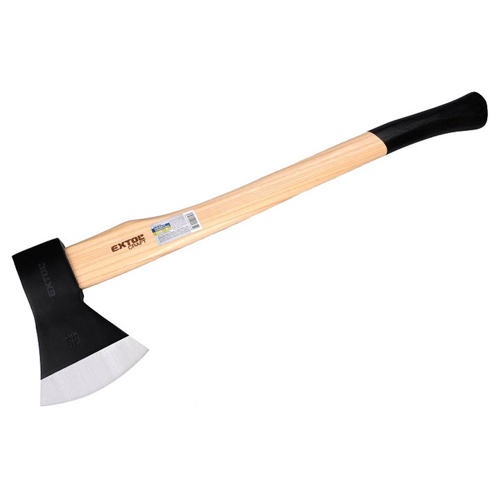 Biztonságos fejsze, Extol Craft, kőrisfa nyéllel, acél fejjel, natúr/fekete, 1450g