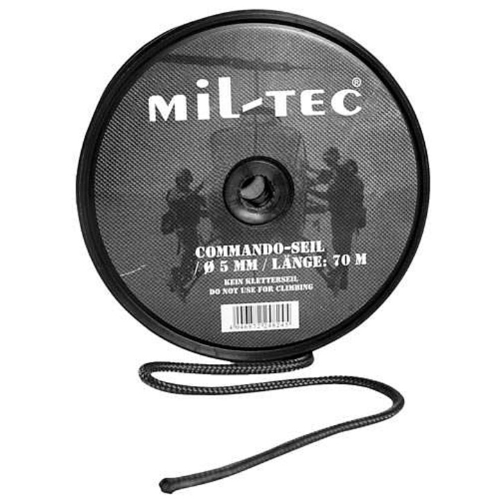 MIL-TEC Kötél 5mm 70m fekete nylon