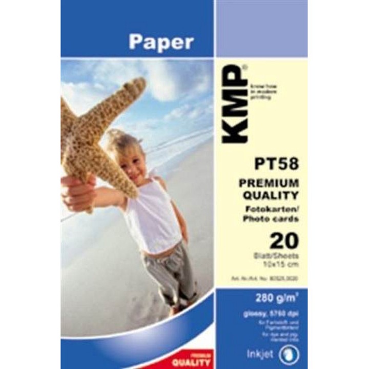 KMP PT58 fotópapír 280g/m2 fényes 10x15cm