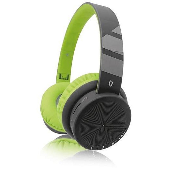 Aligator AH02 Bluetooth fejhallgató, FM, microSD, fekete-zöld, 18x81x21mm