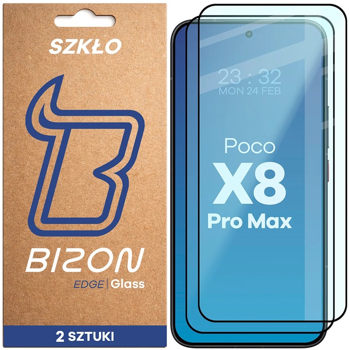 Set 2 Sticla de protectie Bizon Glass Edge Duo pentru Xiaomi POCO X8 Pro Max
