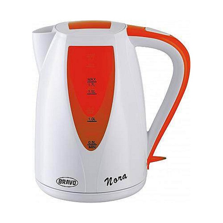 Bravo Nora B-4781 elektromos vízforraló, kivehető szűrővel, Strix kapcsolóegységgel, 2150 W, fehér/piros, 1,7 l