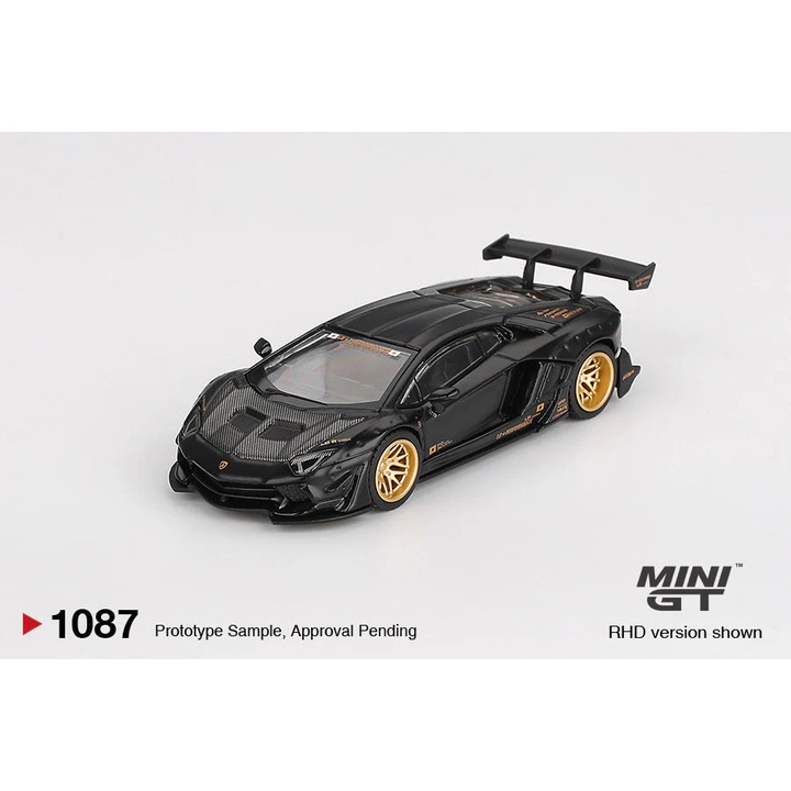 Macheta auto Lamborghini Aventador LB-Works Limited Edition Matte Black 2025 (LHD) 1:64 MIniGT