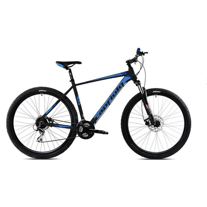 Планински велосипед Capriolo Level 9.2, 29" колела, 19" рамка от алуминий 6061, 24 скорости Shimano, амортисьорна вилка 90 мм, механични дискови спирачки Shimano, гуми Mitas Ocelot V85, черен/син, 1 бр