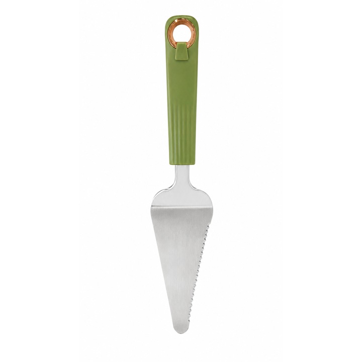 Spatula pentru Torturi si Prajituri, Margine Dintata, Otel Inoxidabil, Maner Ergonomic, Ideala pentru deserturi, 26 cm, Verde