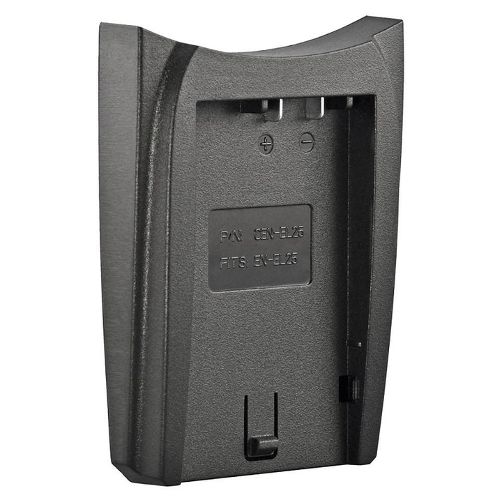 Placa de incarcare Jupio Charger Plate JCP0121, adaptor pentru baterie Nikon EN-EL25, compatibil cu Single Charger JSC0010/Dual Charger JDC0010, Negru, 1 buc