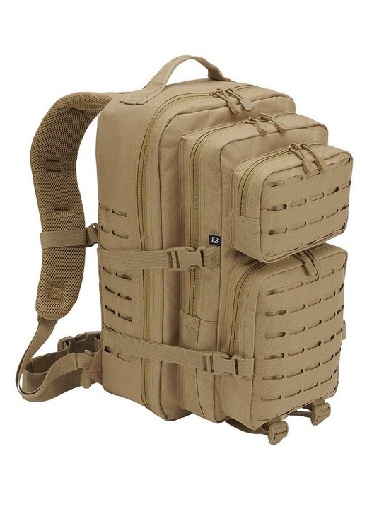 Brandit, 600D poliészter taktikai hátizsák bevonattal, lézerrel vágott panelekkel és MOLLE rendszerrel, US Cooper Lasercut, khaki, közepes