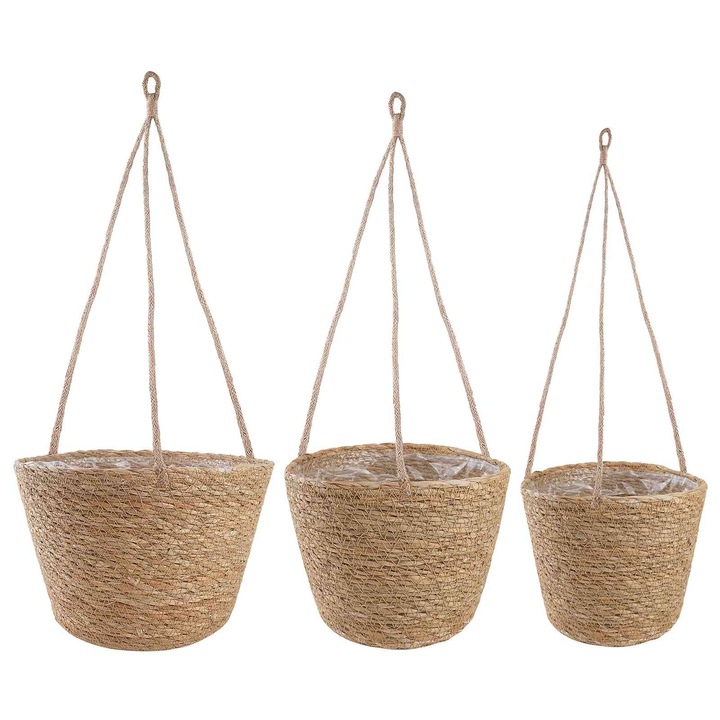 Set Cosuri pentru plante din iarba de mare 3 pcs vidaXL, natural