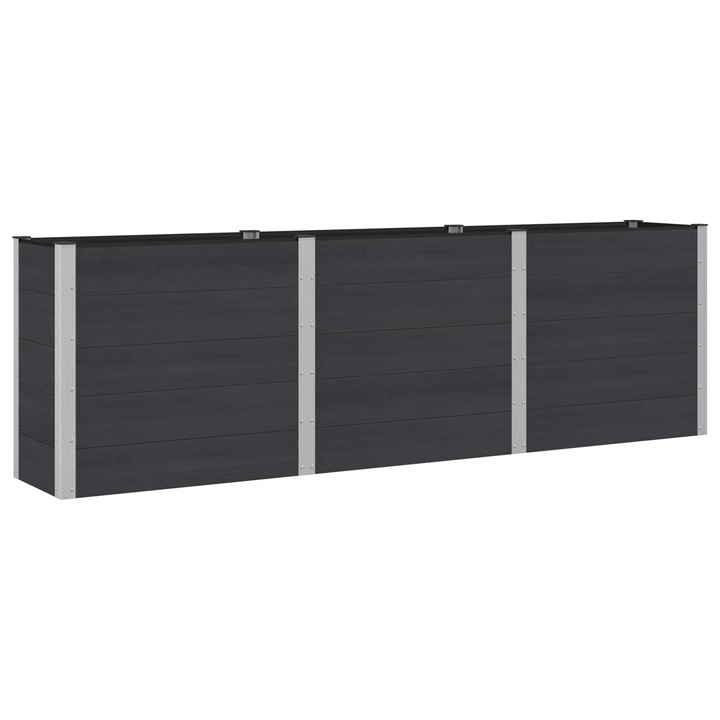 Strat inaltat de gradina vidaXL, Negru 300 x 50 x 91 cm alu