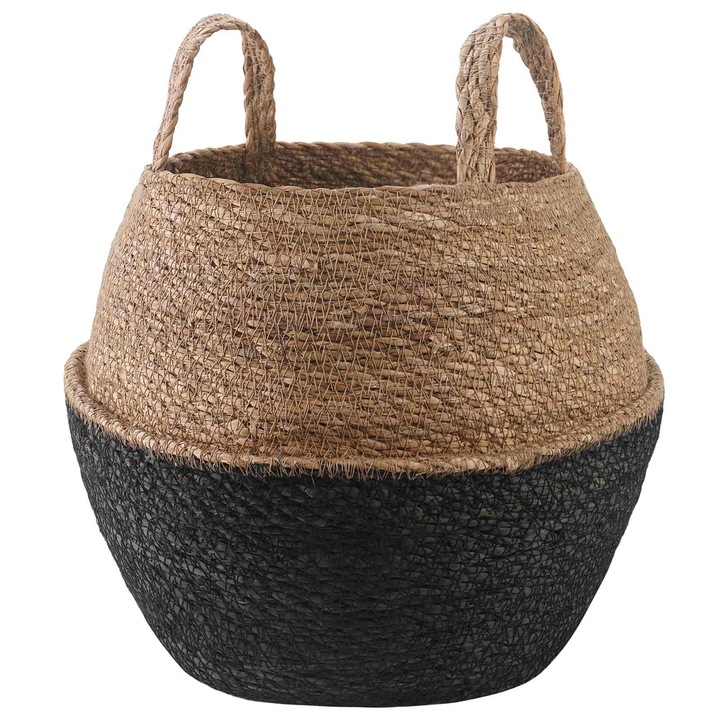 Vaza pentru vidaXL, plante cu manere Negru Ø 32 x 32 cm