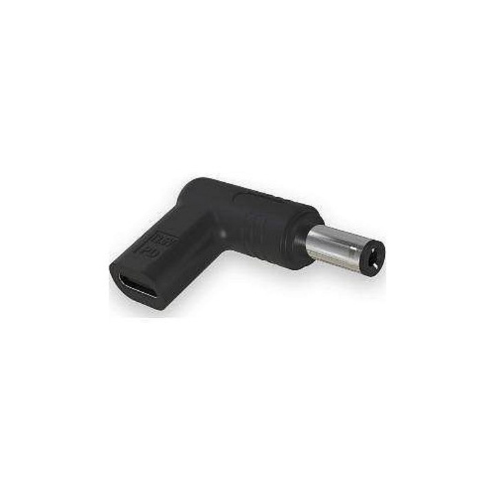 USB-C захранващ адаптер Aligator NTB 5.5x2.1 мм, с поддръжка на Power Delivery, до 20 V и 3,25 A, за лаптоп Acer/Compaq/HP/Fujitsu/Toshiba, Черен