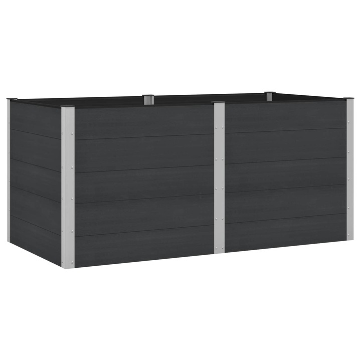 Strat inaltat de gradina vidaXL, Negru 200 x 100 x 91 cm alu