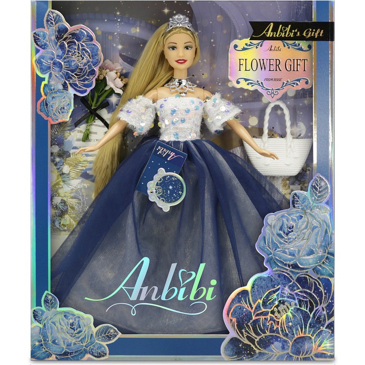 Anbibi Sparkys baba 28cm műanyag virágos kiegészítőkkel, többszínű