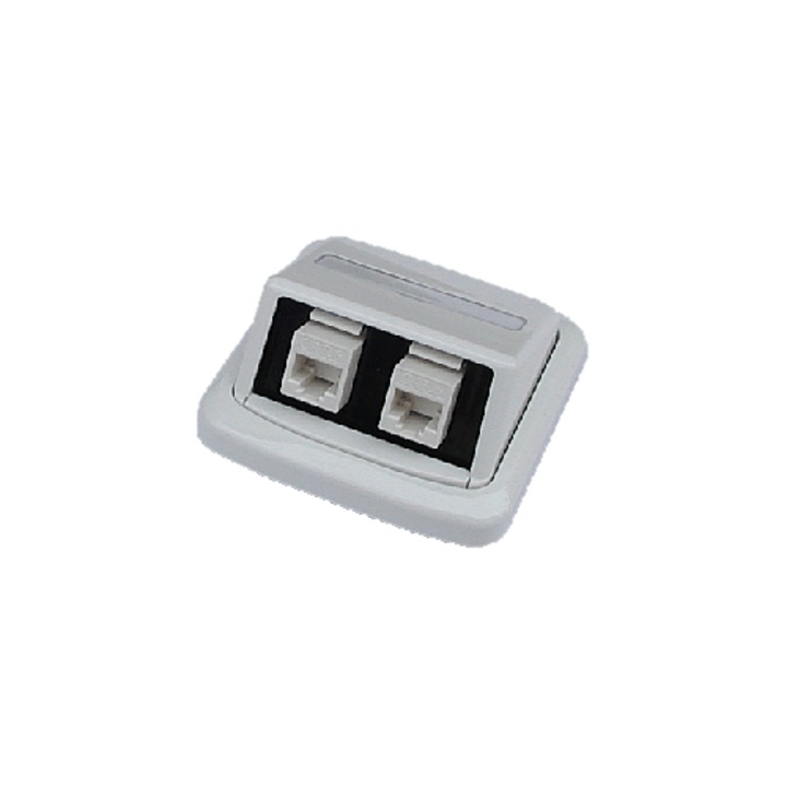ABB Tango dupla RJ45 aljzat, UTP Cat6, 2x RJ45 keystone mellékelve, falba süllyesztett szereléshez, Fehér, 1 db