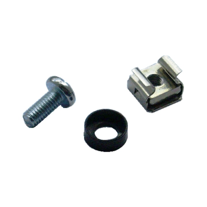 Datacom M5 szerelőkészlet, 10/19 rackhez, M5 12mm csavar, M5 kalitkaanya, M5 alátét, Többszínű, 4 darab