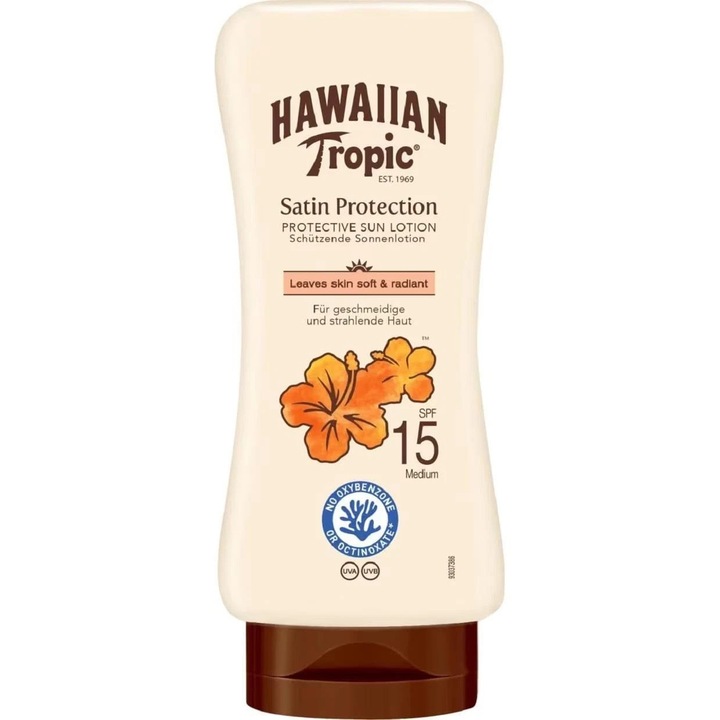 Lotiune protectie solara Hawaiian Tropic Satin Protection SPF 15, Mango & Unt de Shea, 180 ml