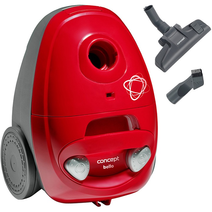Concept Bello VP8350 porzsákos porszívó, 700 W teljesítmény, HEPA szűrő, piros, 2 l