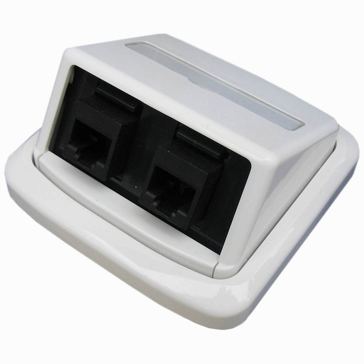 ABB TANGO 2x RJ45 UTP Cat5e adatcsatlakozó, 2 db RJ45 keystone-nal, süllyesztett szereléshez, fehér, 1 db