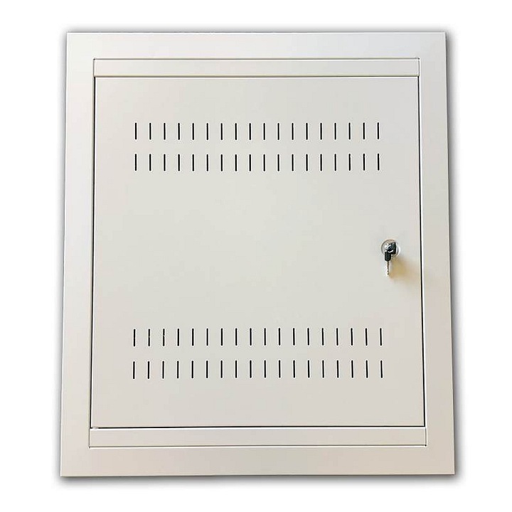 Rack szekrény 19" Datacom 4U+2U/150mm, festett lemezből, perforált ajtó szellőzéssel, kulcsos zár, falra szerelhető, szürke, 770x670x150 mm