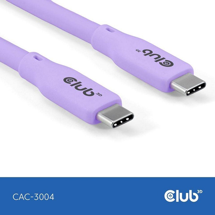 Cablu USB-C 4.0 Club 3D CAC-3004, 20 Gbps, PD 240W, suport 4K60Hz, mov, 2m