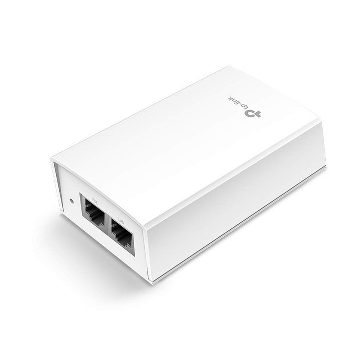 PoE инжектор TP-Link POE4824G, 48V пасивен 24W, гигабитова поддръжка, plug-and-play, бял, 1 бр
