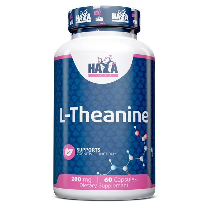 Supliment alimentar pentru reducerea stresului si anxietatii, Haya Labs, L-Teanina 200mg, 60 capsule