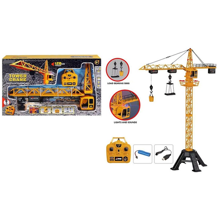 Sparkys R/C daru 128 cm, forgatható mozgatható fülkével, fényekkel és hanggal, sárga, 1 db