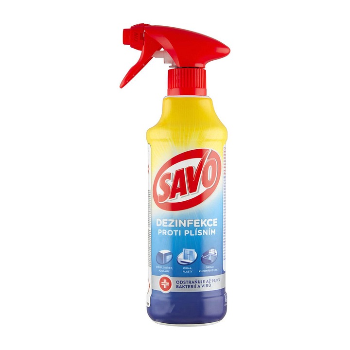 Spray dezinfectant SAVO contra mucegaiului, indeparteaza mucegai si ciuperci, cu pulverizator, pentru ceramica, faianta si suprafete sanitare, 500 ml