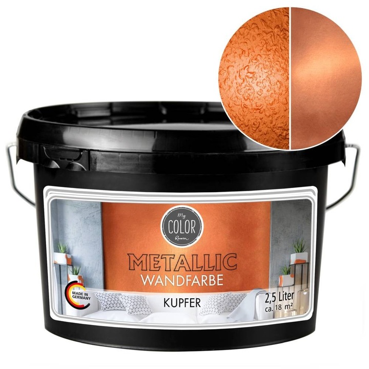 Vopsea decorativa cu efect metalic pentru pereti, My COLOR Room by Viva Decor, 2, 5L Cupru