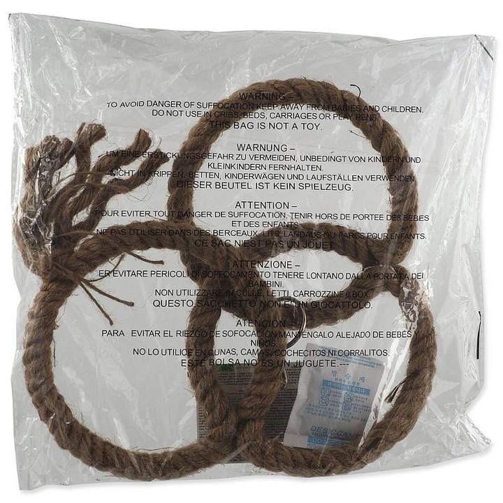 EPICPET függő madárjáték, szizálkötél és fém karikák, 50 cm, közepes és nagy egzotikus madaraknak, barna, 1 db