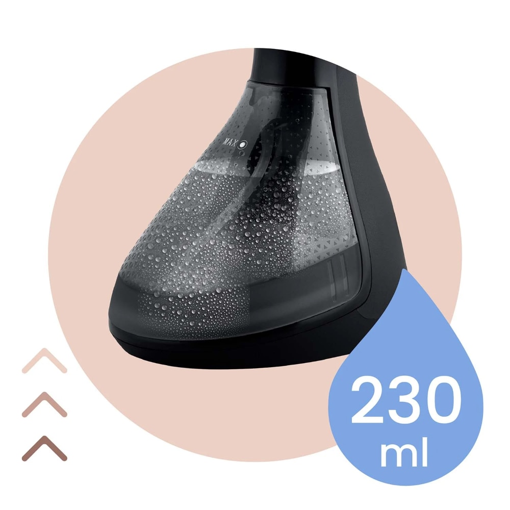 Aparat Calcat Vertical Cu Aburi, Putere 1600W, Fier Calcat Cu Incalzire Rapida, Rezervor Detasabil 230 ml, Abur Variabil 26 g/min, Portabil, Perie pentru Tesaturi Groase, Pahar Inclus, Negru