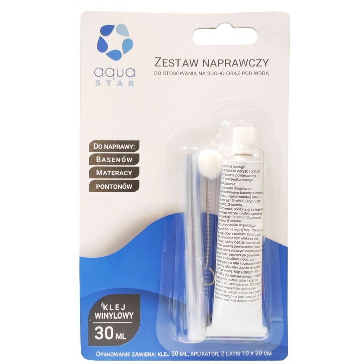 Garden Flora medencejavító készlet, 2 tapasz, vinil ragasztó, 30ml, 10x20cm