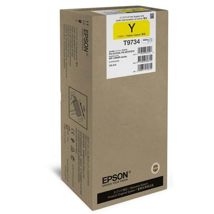 Epson WF-C869R tintapatron (T9734), XL, 192,4 ml kapacitás, 22.000 oldal hozam, sárga, 1 db