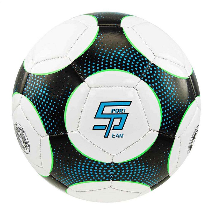 SportTeam S2 futball labda, PVC, fekete-kék, 5