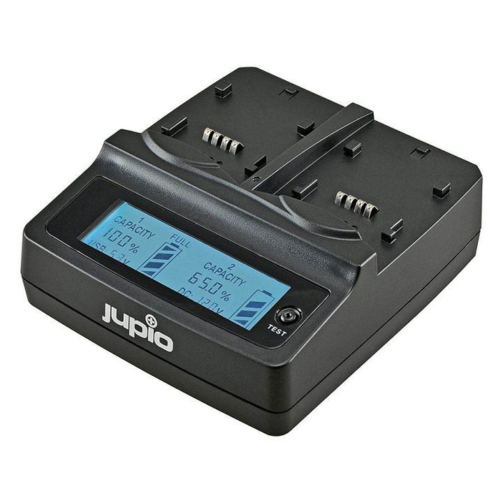 Двойно зарядно устройство Jupio Duo 45W универсално за 2 Li-Ion батерии, черно