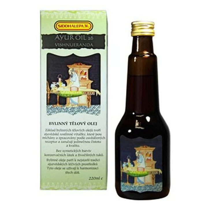 Siddhalepa Ayur Oil 26 Vishnueranda testolaj, gyógynövényes, masszázshoz, barna, 220 ml