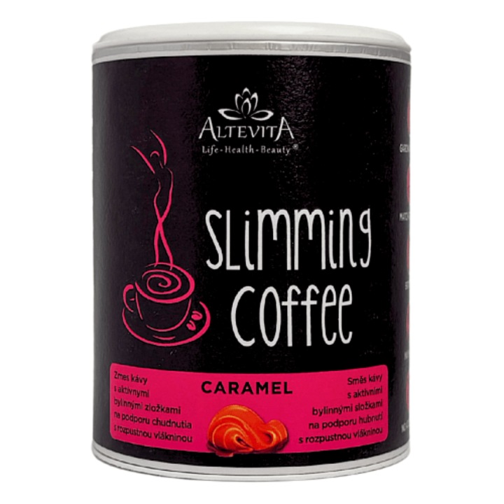 Cafea instant Altevita Slimming Cafe, cu inulina din cicoare, extract de garcinia si bromelaina, aroma caramel, 100 g