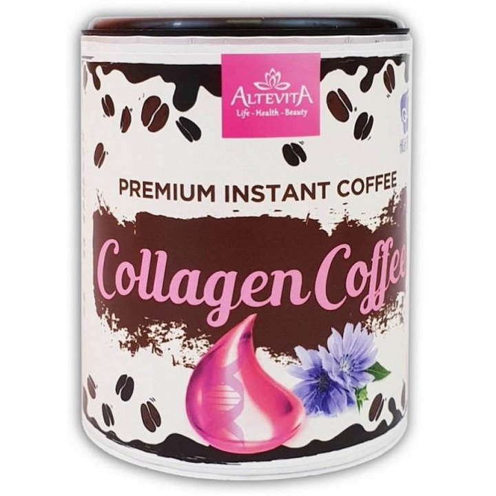 Cafea instant cu colagen ALTEVITA Collagen Coffee, cu colagen hidrolizat din peste, cu inulina prebiotica, contine cofeina, 100 g