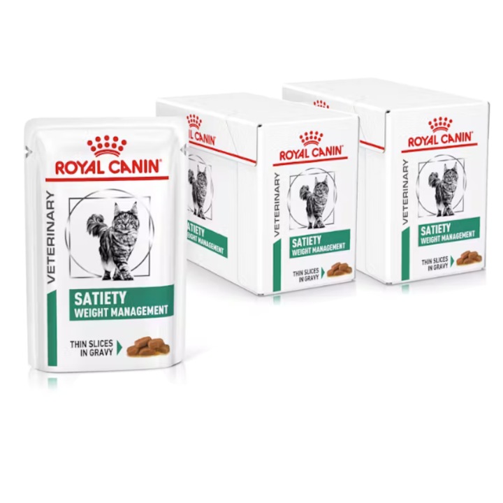 Royal Canin Veterinary Satiety Weight Management 24x85g Hrana Umeda in Sos pentru Pisici Adulte Supraponderale