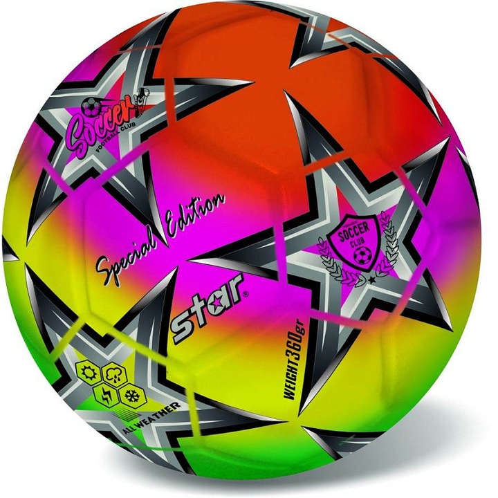 Alltoys Soccer Club Fluo futball labda, labda, 5-ös méret, 23 cm átmérő, 360 g, többszínű