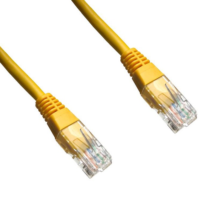 Datacom Cat5e patch kábel, UTP, RJ45 csatlakozók, sárga, 0,5 m