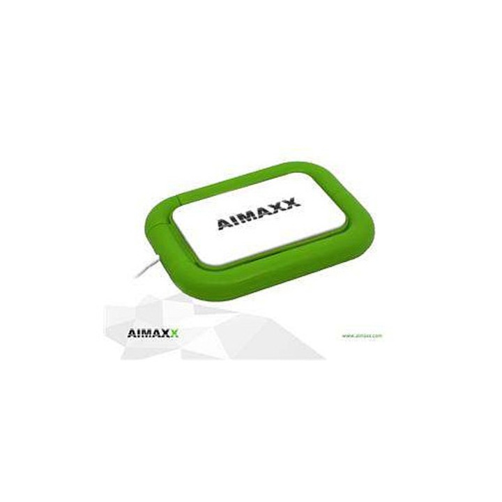 Hub AIMAXX eNViXtra UHL 1, 4 db USB 2.0 port, összecsukható zöld LED lámpa, fehér/zöld, 500mm kábel