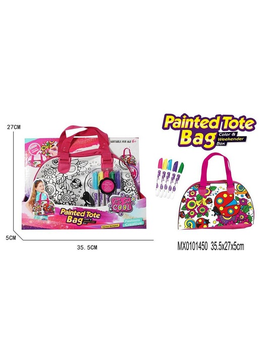 Alltoys Weekender női táska színező készlet 5 filctollal, többszínű