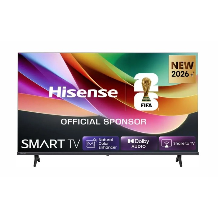 Телевизор Hisense 40" A4S, Full HD 1920x1080, DLED, HDR, HLG, DTS HD, Smart TV, WiFi, WiFi Direct, 2xHDMI, 2xUSB, LAN, CI+, DVB-T2/C/S2, Black 40A4S