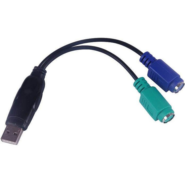 Адаптер Premiumcord USB към PS/2 за клавиатура и мишка, червен