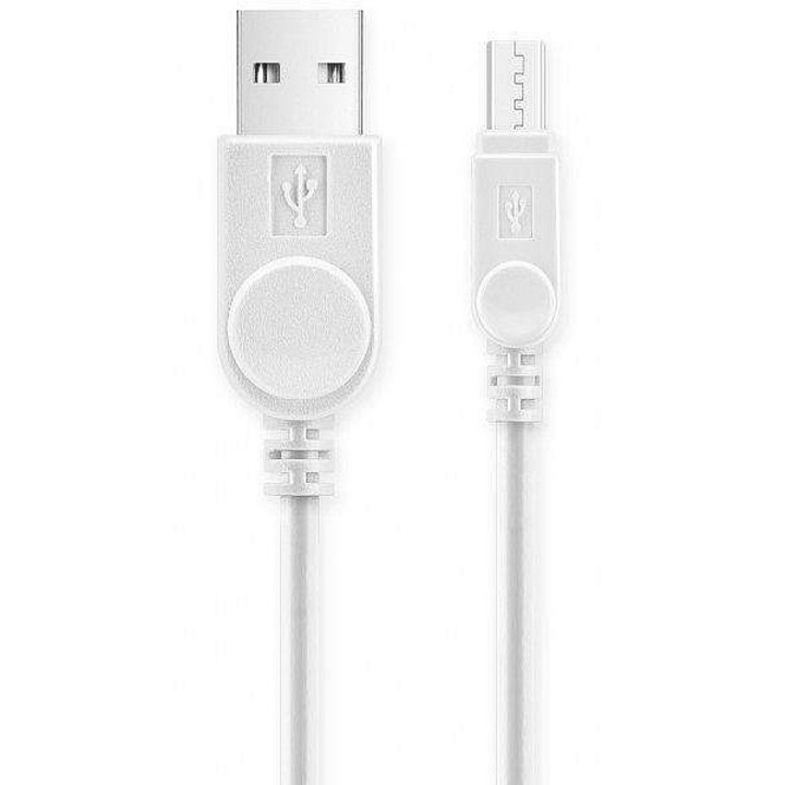 Aligator Micro-USB/USB kábel meghosszabbított 9mm-es csatlakozóval, nagy sebességű adatátvitel, gyors töltés 2A, Fehér, 1m
