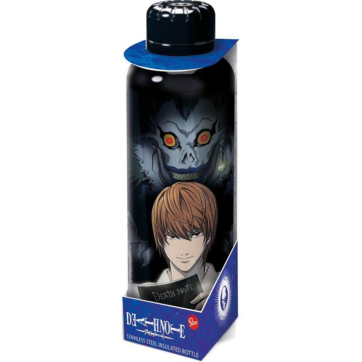 STOR Death Note termosz palack, rozsdamentes acél, hőszigetelt, licencelt motívummal, Fekete, 515 ml