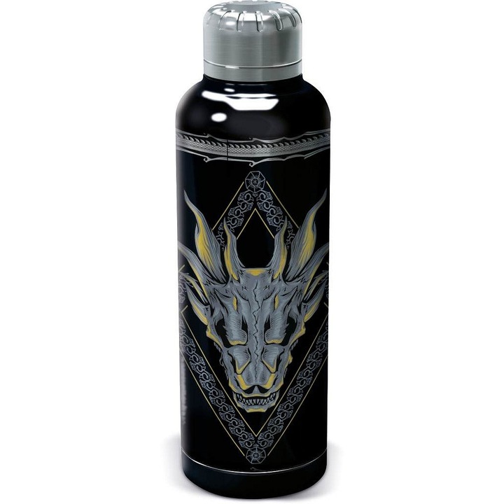 STOR House of Dragon rozsdamentes acél termosz / termopalack, licencelt designnal, fekete, 515 ml