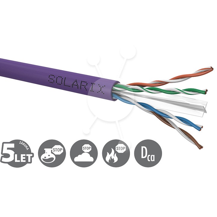 Solarix CAT6 UTP LSOH telepítőkábel, lila, 100m
